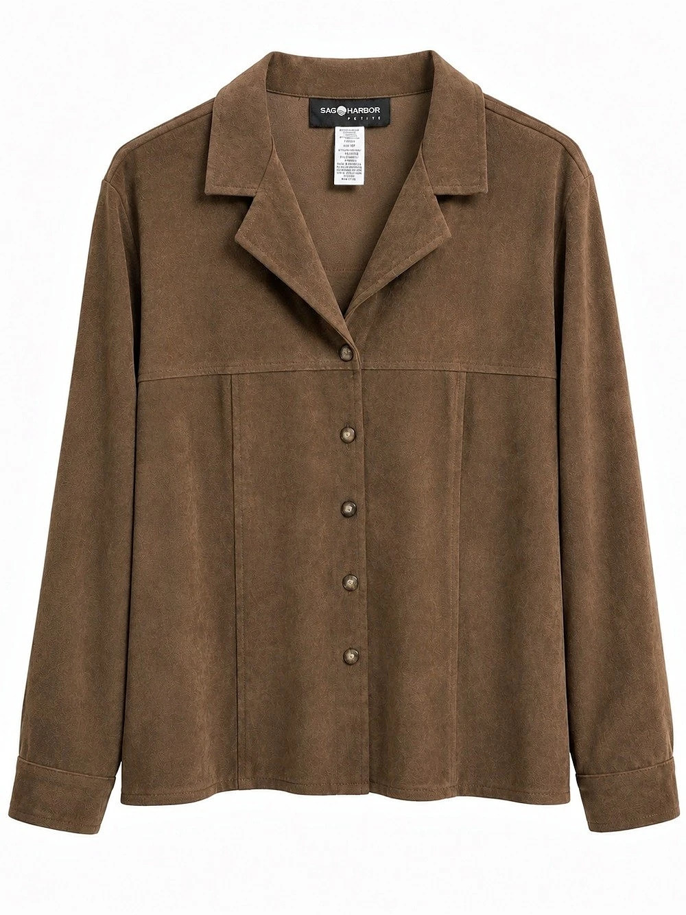 Sag Harbor Brown Faux Suede Button-Up Jacket
